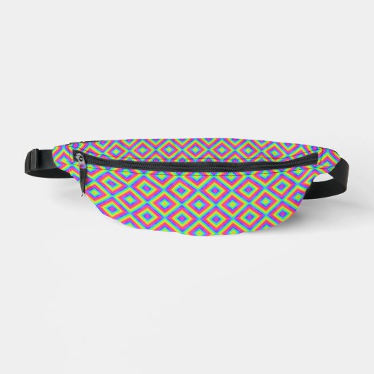 Wavy Colorful Square Psychedelic Muster Bauchtasche (Vorderseite)