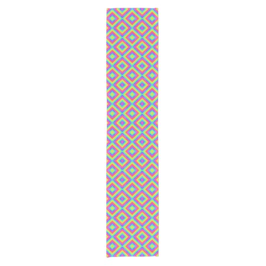 Wavy Colorful Square Psychedelic Muster Kurzer Tischläufer (Vorderseite)