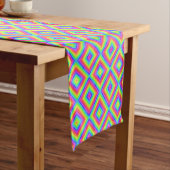 Wavy Colorful Square Psychedelic Muster Kurzer Tischläufer (Beispiel)