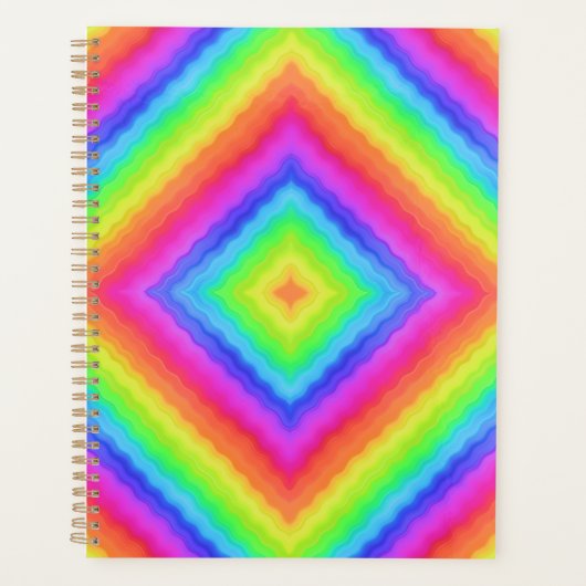 Wavy Colorful Square Psychedelic Muster Planer (Vorderseite)