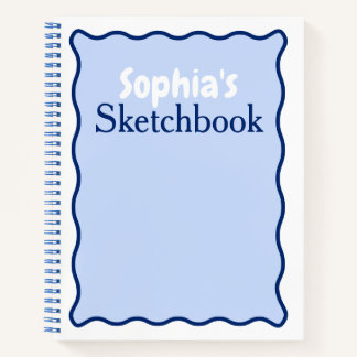 Wavy Curve Modern Personalisiert Name Sketchbook Notizblock