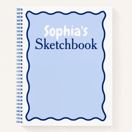 Wavy Curve Modern Personalisiert Name Sketchbook Notizblock (Vorderseite)
