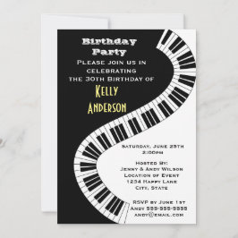 Wavy Curved Piano Keys zum Geburtstag Einladung