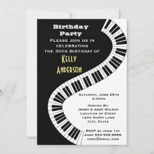Wavy Curved Piano Keys zum Geburtstag Einladung