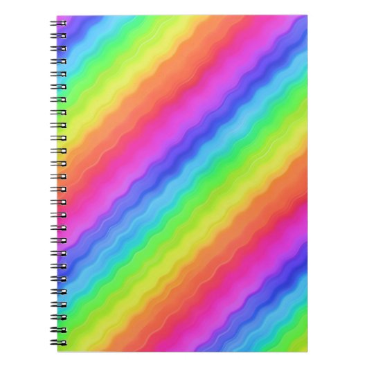 Wavy Diagonal farbenfrohe Regenbogendesign Notizblock (Vorderseite)