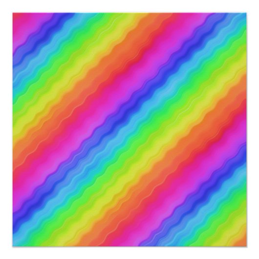 Wavy Diagonal farbenfrohe Regenbogendesign Poster (Vorderseite)