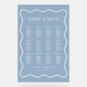 Wavy Dusty Blue Acrylic Wedding Seating Chart Acrylschild (Vorderseite)