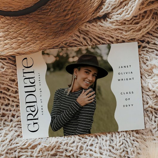 Wavy Edge Foto Modernes, einfaches Graduate Ankündigung