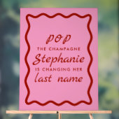 Wavy Edge Rosa und Roter Pop Champagne Acrylschild (Neutral)