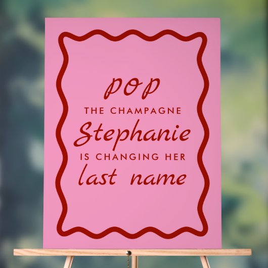 Wavy Edge Rosa und Roter Pop Champagne Acrylschild (Neutral)