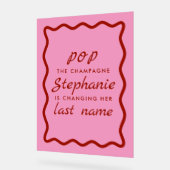 Wavy Edge Rosa und Roter Pop Champagne Acrylschild (Winkel)