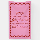 Wavy Edge Rosa und Roter Pop Champagne Banner (Vertikal)