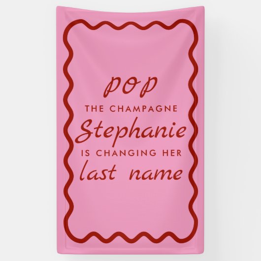 Wavy Edge Rosa und Roter Pop Champagne Banner (Vertikal)