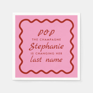 Wavy Edge Rosa und Roter Pop Champagne Serviette