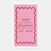 Wavy Edge Rosa und Roter Pop Champagne Serviette (Vorderseite)