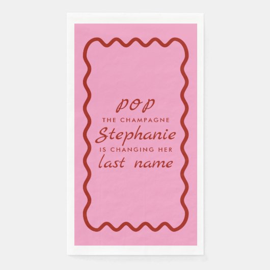 Wavy Edge Rosa und Roter Pop Champagne Serviette (Vorderseite)