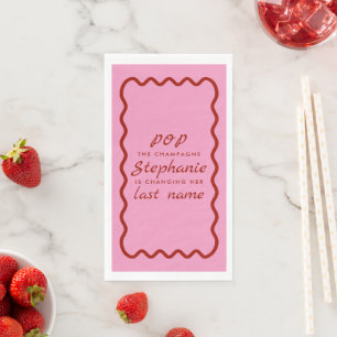 Wavy Edge Rosa und Roter Pop Champagne Serviette