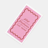 Wavy Edge Rosa und Roter Pop Champagne Serviette (Ecke)