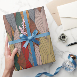 Wavy Einzigartiges Muster mit rosa orange-braun-gr Geschenkpapier