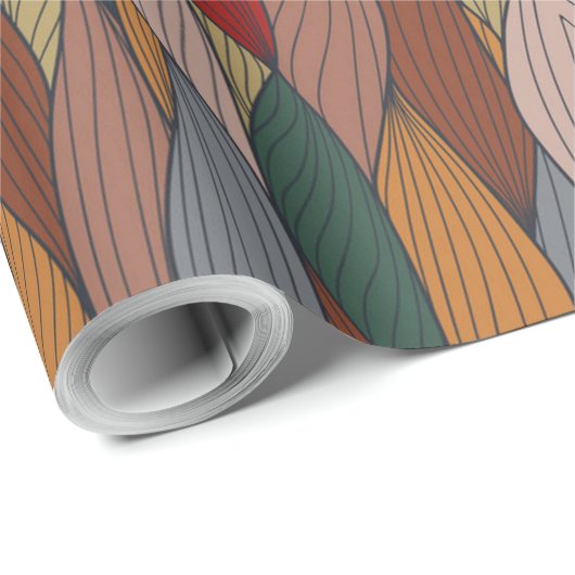 Wavy Einzigartiges Muster mit rosa orange-braun-gr Geschenkpapier (Rolleneckpunkt)