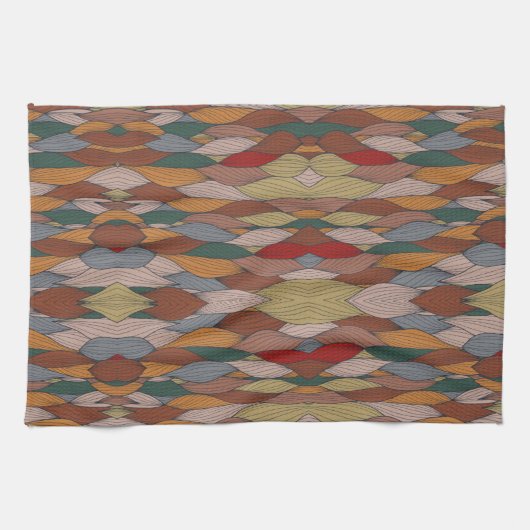 Wavy Einzigartiges Muster mit rosa orange-braun-gr Geschirrtuch (Horizontal)