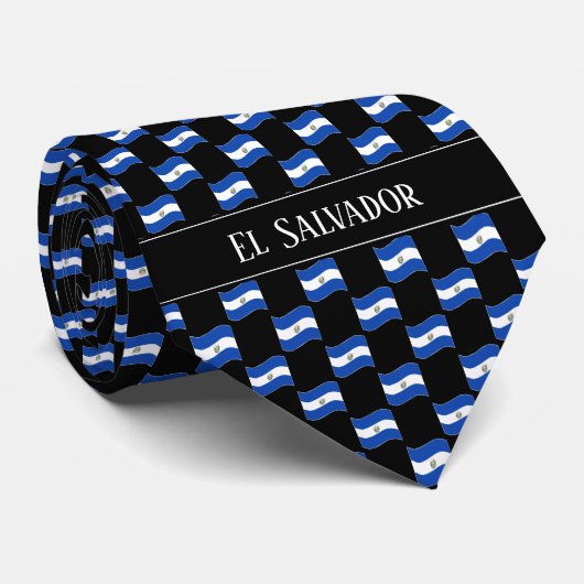 Wavy El Salvador Flag Pattern Krawatte (Gerollt)