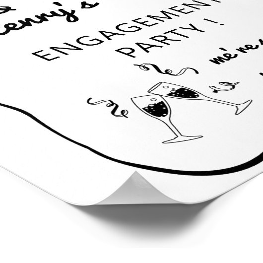 Wavy Engagement Party-Zeichen, Whimsistische Verlo Poster (Ecke)