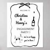 Wavy Engagement Party-Zeichen, Whimsistische Verlo Poster (Vorne)