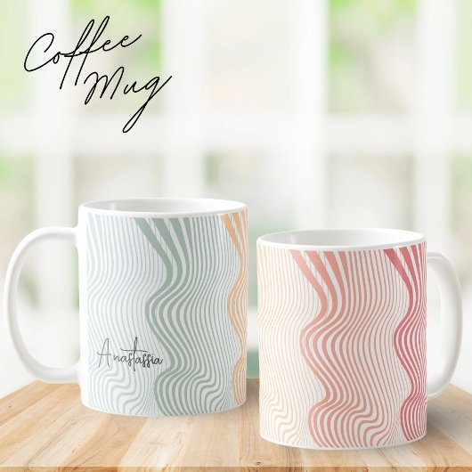 Wavy farbige Streifen mit Ihrem Namen | elegant Kaffeetasse