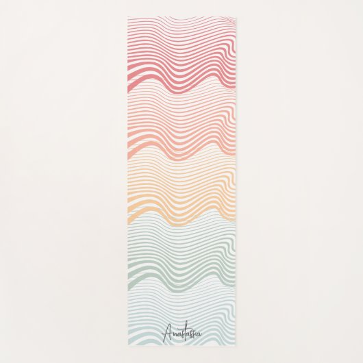 Wavy farbige Streifen mit Ihrem Namen | Sport Yogamatte (Vorderseite)