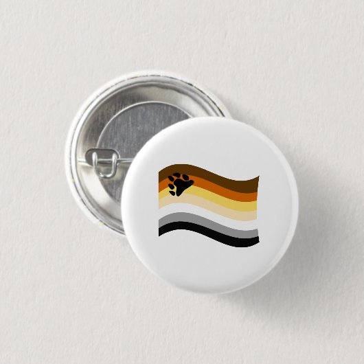 Wavy-Flag Bär Pride Paw Button (Vorne & Hinten)