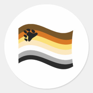 Wavy-Flag Bär Pride Paw Runder Aufkleber