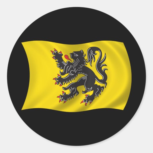 Wavy Flanders Flag Runder Aufkleber (Vorderseite)