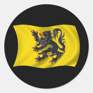 Wavy Flanders Flag Runder Aufkleber