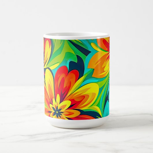 Wavy Floral Expressionist Design Kaffeetasse (Mittel)