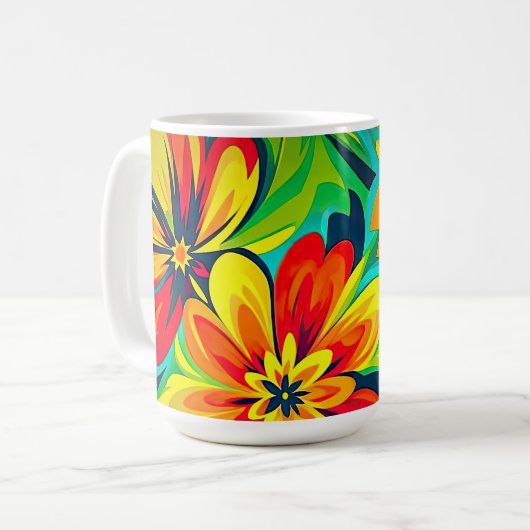 Wavy Floral Expressionist Design Kaffeetasse (Vorderseite Links)