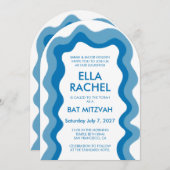 Wavy Frame Arch Modern Custom QR Bar Bat Mitzvah Einladung (Vorne/Hinten)
