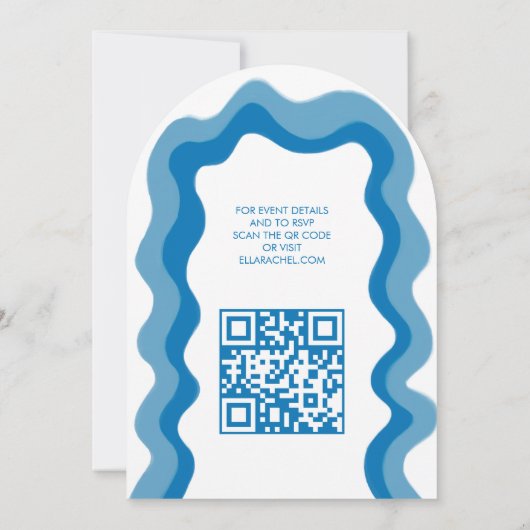 Wavy Frame Arch Modern Custom QR Bar Bat Mitzvah Einladung (Rückseite)