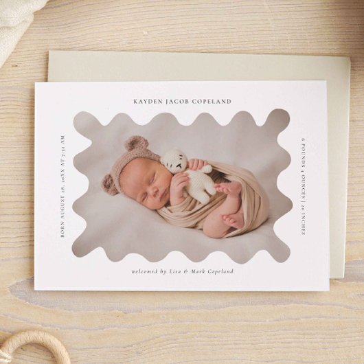 Wavy Frame Birth Announcement Foto Ankündigung