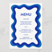 Wavy Frame Modern Chic Blue Custom Bar Bat Mitzvah Menükarte (Vorderseite)