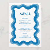 Wavy Frame Modern Chic Blue Custom Bar Bat Mitzvah Menükarte (Vorderseite)
