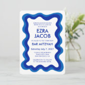 Wavy Frame Modern Chic Custom Bar Bat Mitzvah Einladung (Stehend Vorderseite)