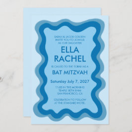 Wavy Frame Modern Chic Custom Bar Bat Mitzvah Einladung