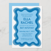 Wavy Frame Modern Chic Custom Bar Bat Mitzvah Einladung (Vorne/Hinten)