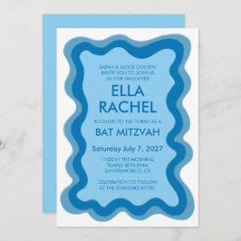 Wavy Frame Modern Chic Custom Bar Bat Mitzvah Einladung