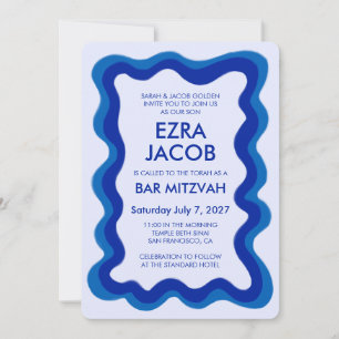 Wavy Frame Modern Chic Custom Bar Bat Mitzvah Einladung