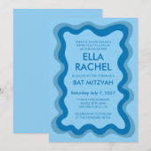 Wavy Frame Modern Chic Custom Bar Bat Mitzvah Einladung (Vorne/Hinten)