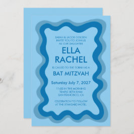 Wavy Frame Modern Chic Custom Bar Bat Mitzvah Einladung
