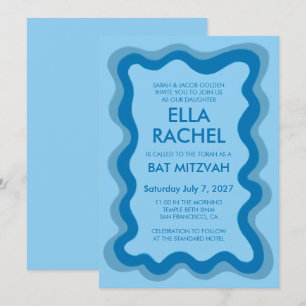 Wavy Frame Modern Chic Custom Bar Bat Mitzvah Einladung