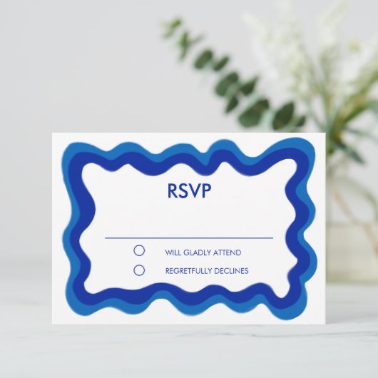 Wavy Frame Modern Chic Custom Bar Bat Mitzvah RSVP Karte (Stehend Vorderseite)